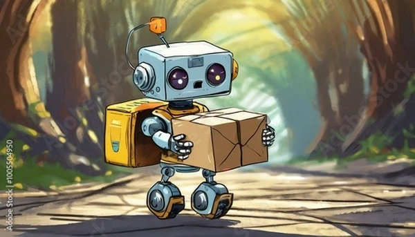 Fototapeta Mini Robot Delivering Coffee
