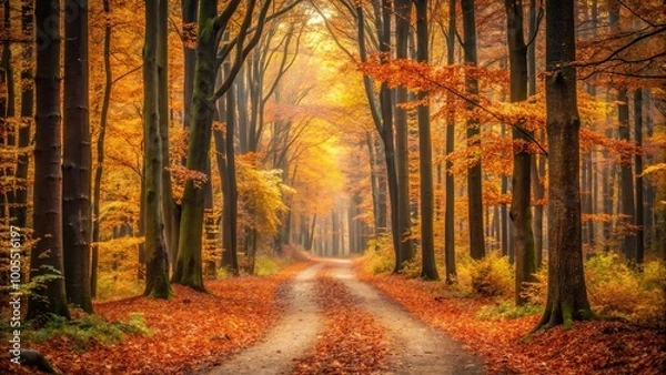Fototapeta pathway through autumn forest