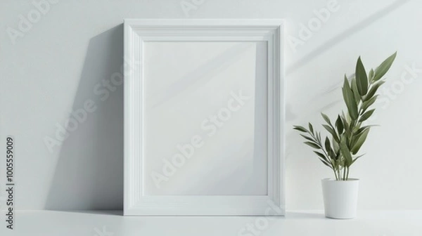 Fototapeta 3D render of a mockup poster frame close-up, isolated on a clean white background, ideal for displaying custom art, posters, or branding.