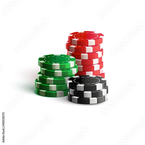 Obraz casino chips isolated on white realistic theme