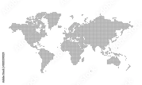 Fototapeta Dotted World Map Vector Design File Just Simple Dotted Global Map Silhouette with Dotted Pattern Map