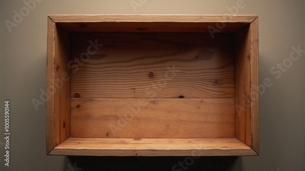 Fototapeta wooden box with an open top, top view