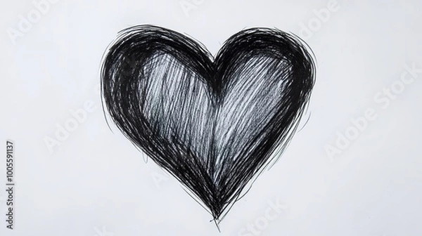 Fototapeta Simple Heart on a White Background: This Image Features a Bold, Vibrant Heart Shape Centered Against a Pure White Backdrop. The Heart's Design Evokes Feelings of Love, Compassion, and Affection,
