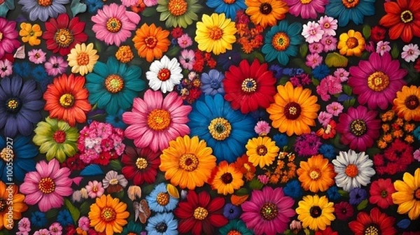 Obraz A colorful depiction of flowers used in traditional Indian rituals