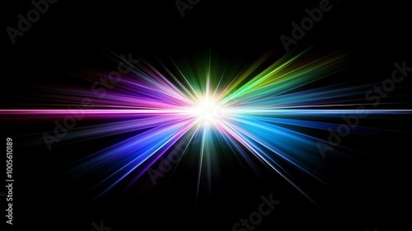 Fototapeta Abstract colorful starburst on a black background.