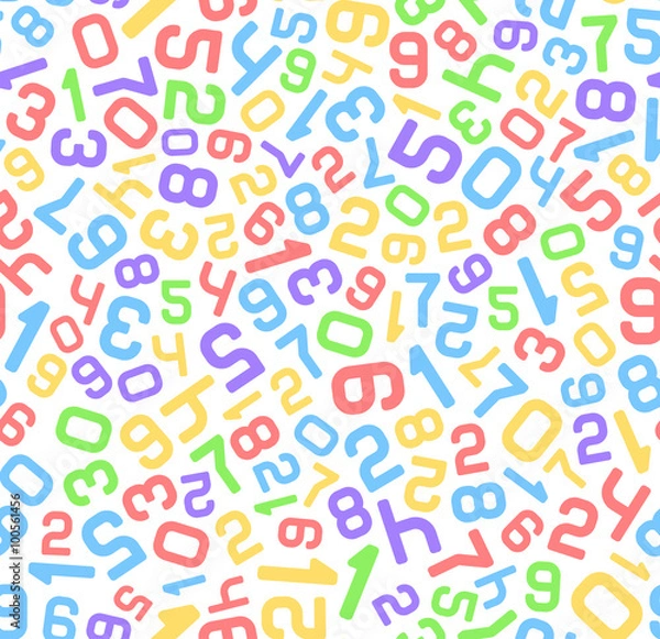 Fototapeta Color Abstract Background with Numbers. Seamless Vector