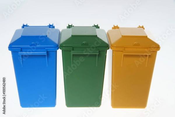 Obraz Dustbins / Dustbins in the colors blue, yellow and green