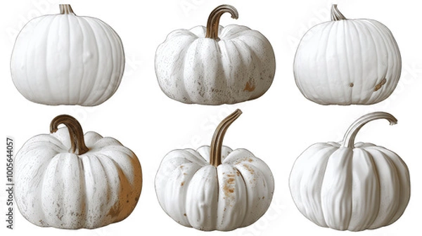 Fototapeta various collection of white pumpkin Isolated on Transparent Background