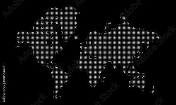 Obraz Squire Dotted World Map Vector Design in Simple Squire Dotted Global Map Silhouette Pattern Map