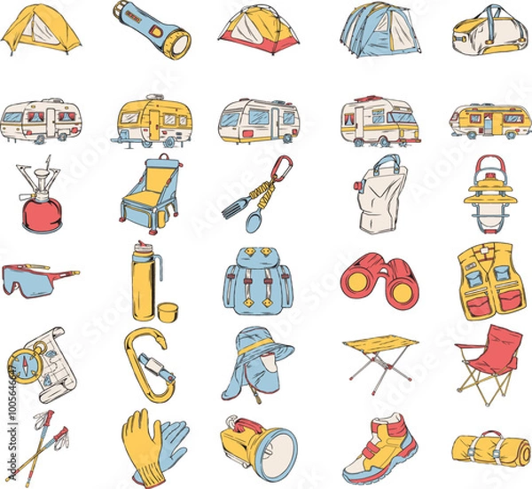 Obraz Equipment Camping Illustration