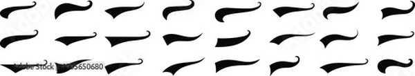 Fototapeta Swoosh and swash tails collection. Swooshes text tail for baseball design. Sports swash underline shapes set in retro style. Swish typography font element for athletics, baseball, football