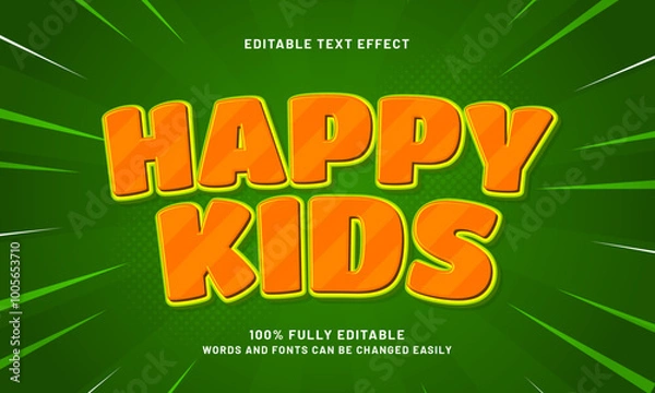 Fototapeta happy kids editable text effects with a joy and game theme