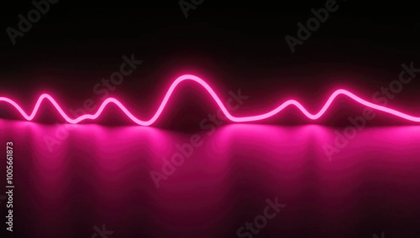 Obraz Neon pink audio wave, black background. Created with Ai