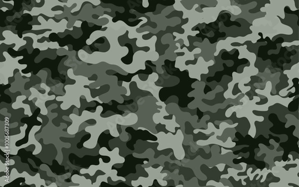 Fototapeta Camouflage military army seamless pattern gray vector texture fabric textile retro style camo clothing repetition
