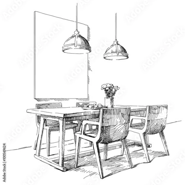 Obraz Modern interior hand drawing vector.