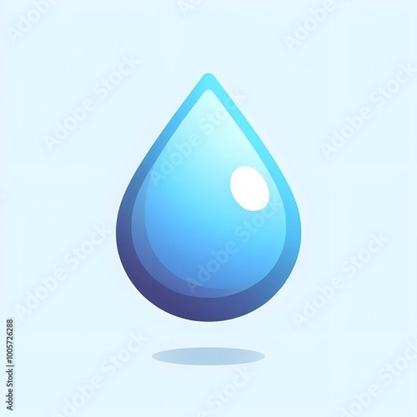 Obraz AI Generated a vibrant blue water drop graphic on a light background, symbolizing freshness and purity in design