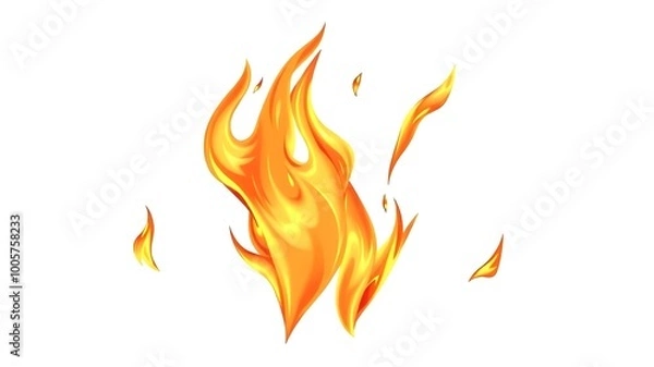 Fototapeta fire flames on white background