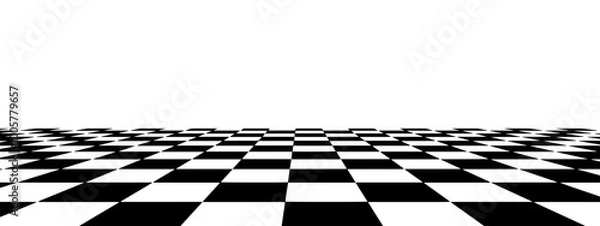Fototapeta Floor in perspective with checkerboard texture. Empty chess board. Vector illustration.