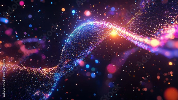 Fototapeta vibrant and mesmerizing abstract representation of swirling lights and colors, creating sense of depth and movement in cosmic environment. sparkling elements evoke feeling of wonder and exploration