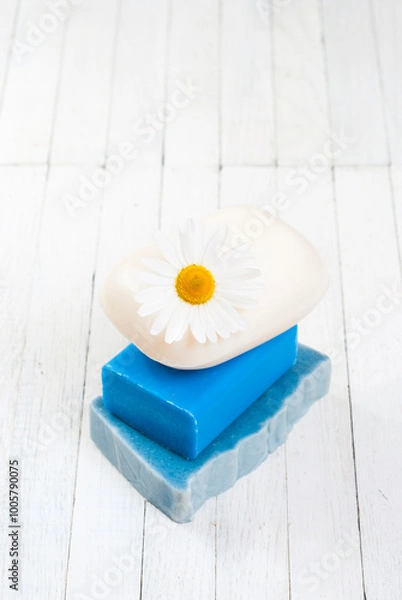 Obraz Soap stack with chamomile