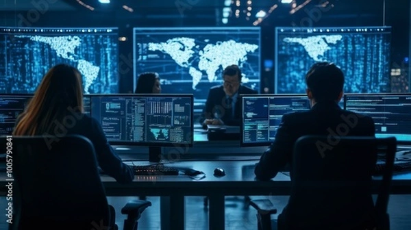 Fototapeta a cybersecurity expert team 