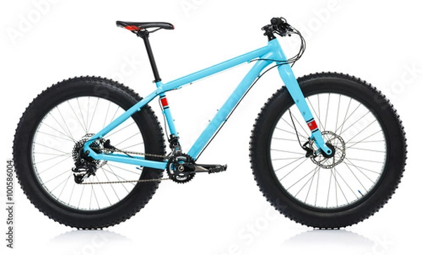 Obraz New blue bicycle isolated on a white