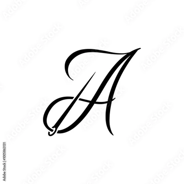Fototapeta script letter a initial  with sewing needle logo