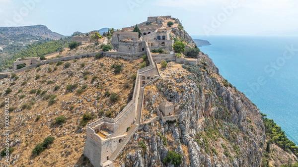 Fototapeta Aerial view of Palamidi castle in Nafplio, Greece