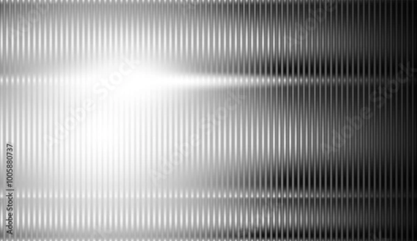 Obraz Reeded glass with black and white gradient with refraction effect. Abstract glass texture background ribbed with effect. Mesh gradient. acrylic ribbed bath surface. Vector illustration of backdrop