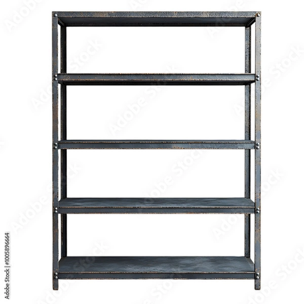 Fototapeta Industrial-style metal shelving unit on transparent background