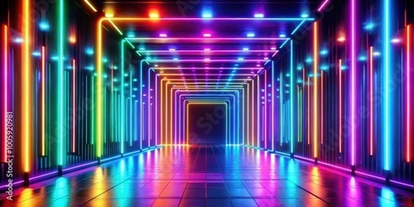 Fototapeta Abstract neon color lights background with vibrant and futuristic colors, neon, lights, abstract, background, colorful