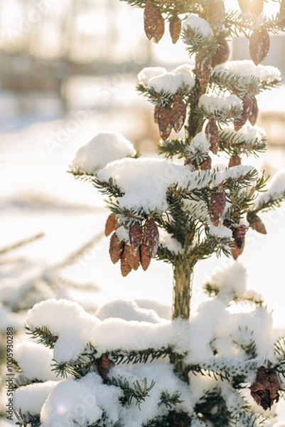 Obraz snow covered pine tree