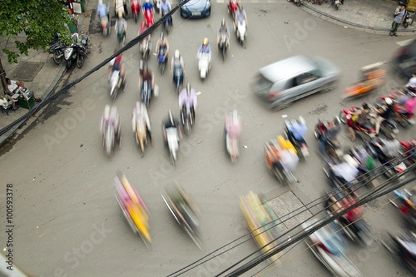 Obraz crazy motorbike traffics, Hanoi, Vietnam