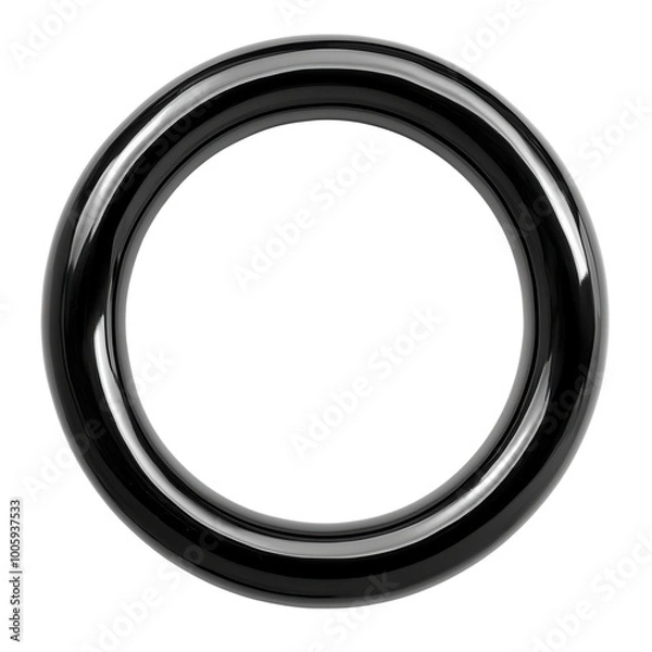 Fototapeta Sleek black glossy ring isolated on white background. Perfect for design use in various concepts and projects isolate on transparency background