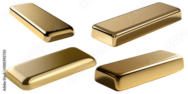 Fototapeta Gold bar set isolated
