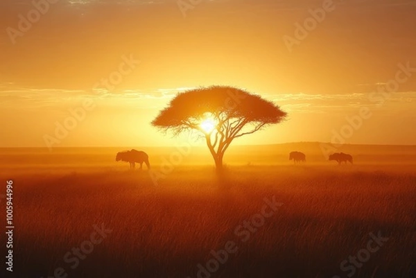 Obraz Vibrant African Savannah Sunset