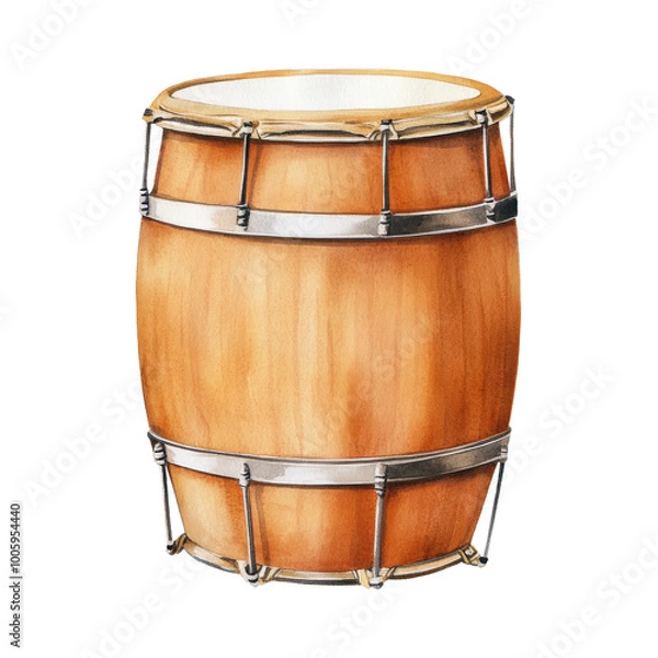 Fototapeta Wooden drum on transparent background.