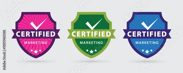 Fototapeta Certified Badge in shield with 3 color option. shield Badge Design. shield badge logo.