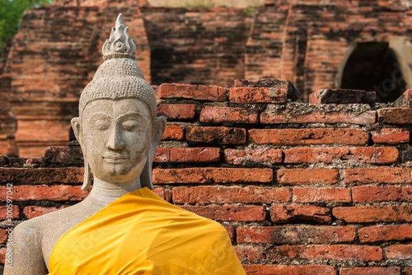 Obraz Buddha statues at Wat Yai Chai Mongkhon in Ayutthaya,Thailand.