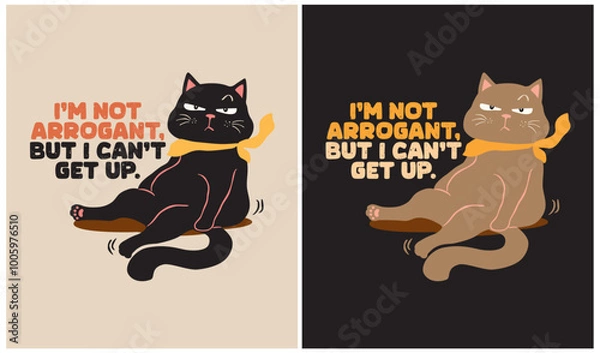 Obraz Black Cat with Yellow Scarf