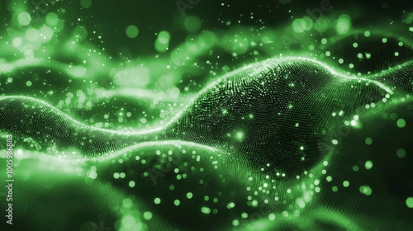 Obraz A vibrant abstract composition featuring glowing waves and luminous particles, creating a dynamic visual experience.