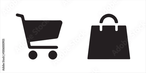 Fototapeta shopping cart icon set vector on white background