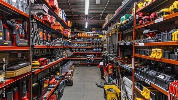 Fototapeta A tool rental center stocked with an extensive collection of equipment