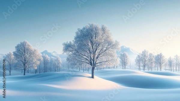Fototapeta minimalistic winter landscape. winter background in minimalist style