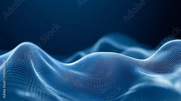 Fototapeta Abstract Blue Gridded Wave Pattern