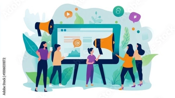 Fototapeta A presentation on social media strategy, showcasing effective content pillars, influencer partnerships, and engagement tactics.