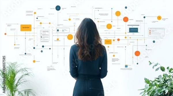 Obraz a A visual depiction of B2B e-commerce customer journey mapping and touchpoints.