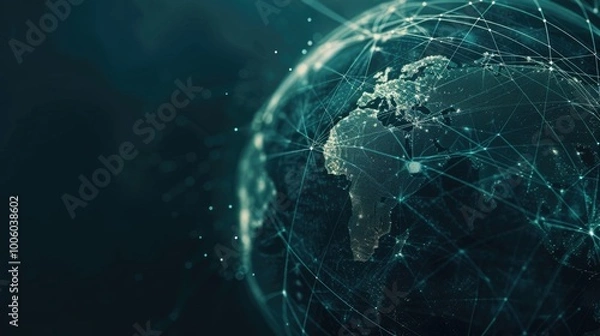 Fototapeta abstract digital network arround the earth planet