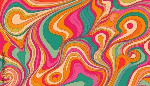 Fototapeta retro vibes graphic print groovy background 60s and 70s