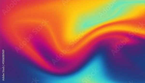 Fototapeta retro vibrant gradient background with thermal heatmap effect and grain texture; liquid, fluid backdrop